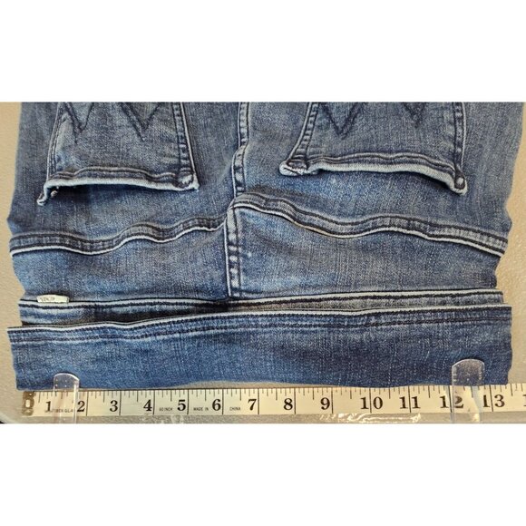 Mother Womens 25 The Triple Stack Insider Crop Belted Jeans Raw Hem Chick‎ Flick - Picture 8 of 16